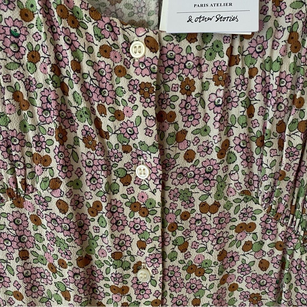 & Other Stories Printed Button Up Midi Dress Flor… - image 7